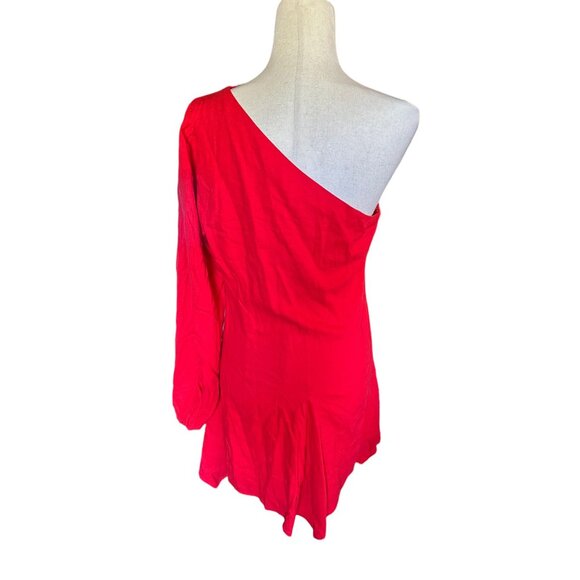 NWT Lovers and Friends Rosalie Mini Dress in Bright Red One-Shoulder Asy… - Picture 6 of 10